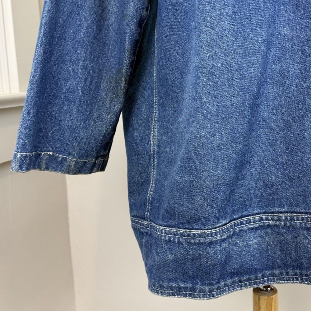 Vintage Denim Duffle Coat | USA Made, Wood Toggle 100% Cotton Jean Jacket - Picture 8 of 12
